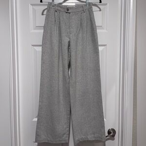 Reformation Montauk Wool Pleated Pants Gray Wide Leg Minimalist Size 0